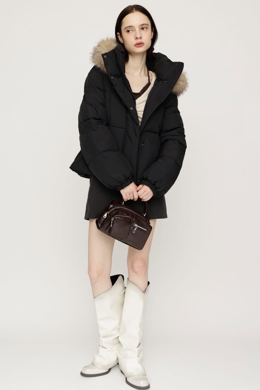 【AW PRE ORDER 第2弾】FUR HOODIE PUFFER SHAPED ジャケット BLK FREE