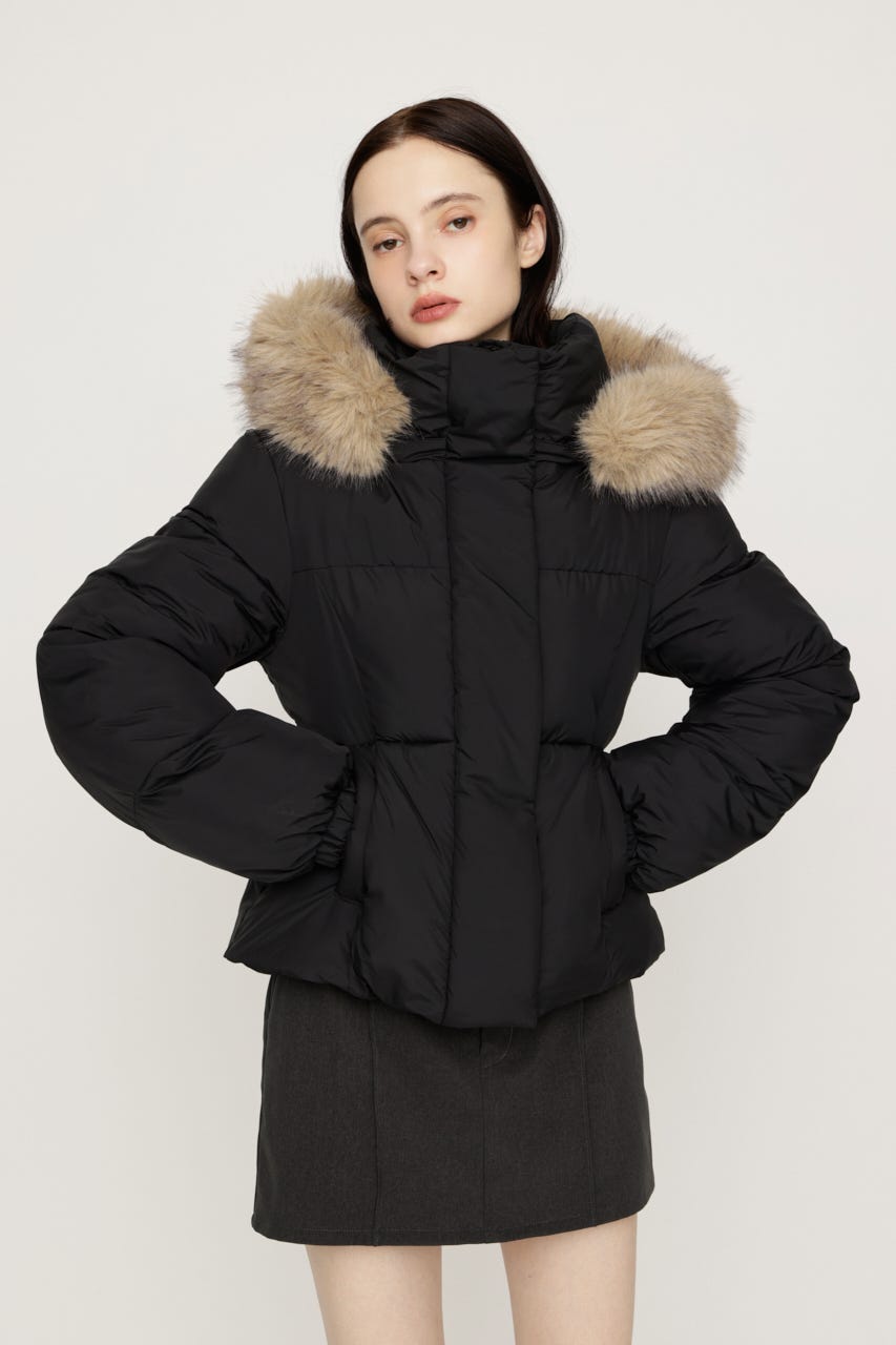 【AW PRE ORDER 第2弾】FUR HOODIE PUFFER SHAPED ジャケット BLK FREE