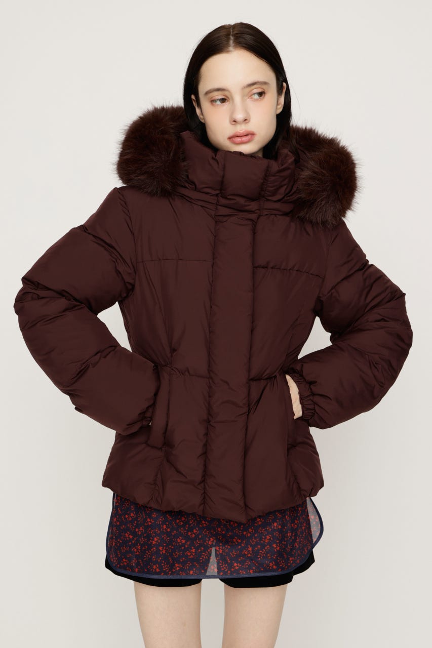 【AW PRE ORDER 第2弾】FUR HOODIE PUFFER SHAPED ジャケット BRN FREE