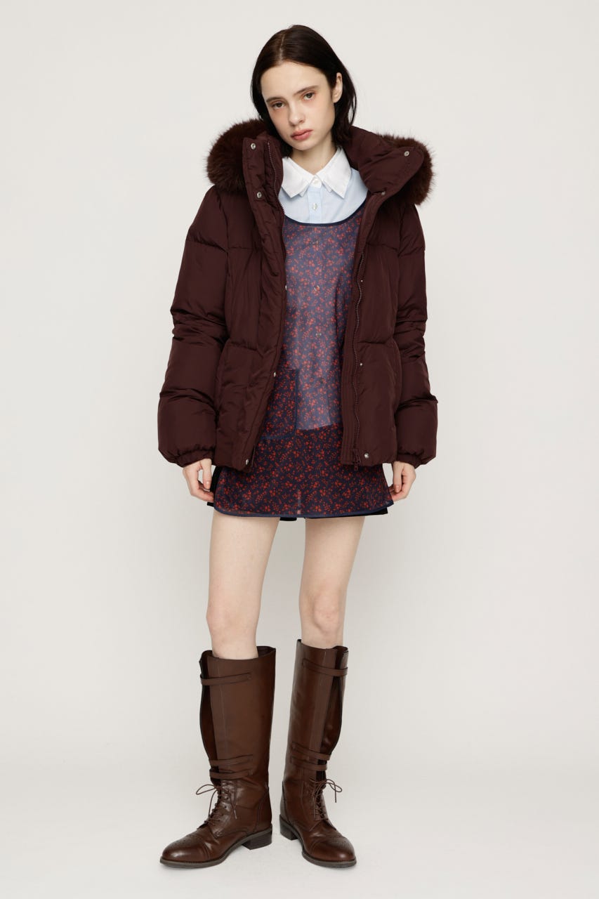 【AW PRE ORDER 第2弾】FUR HOODIE PUFFER SHAPED ジャケット BRN FREE