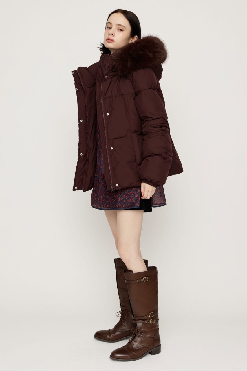 【AW PRE ORDER 第2弾】FUR HOODIE PUFFER SHAPED ジャケット BRN FREE