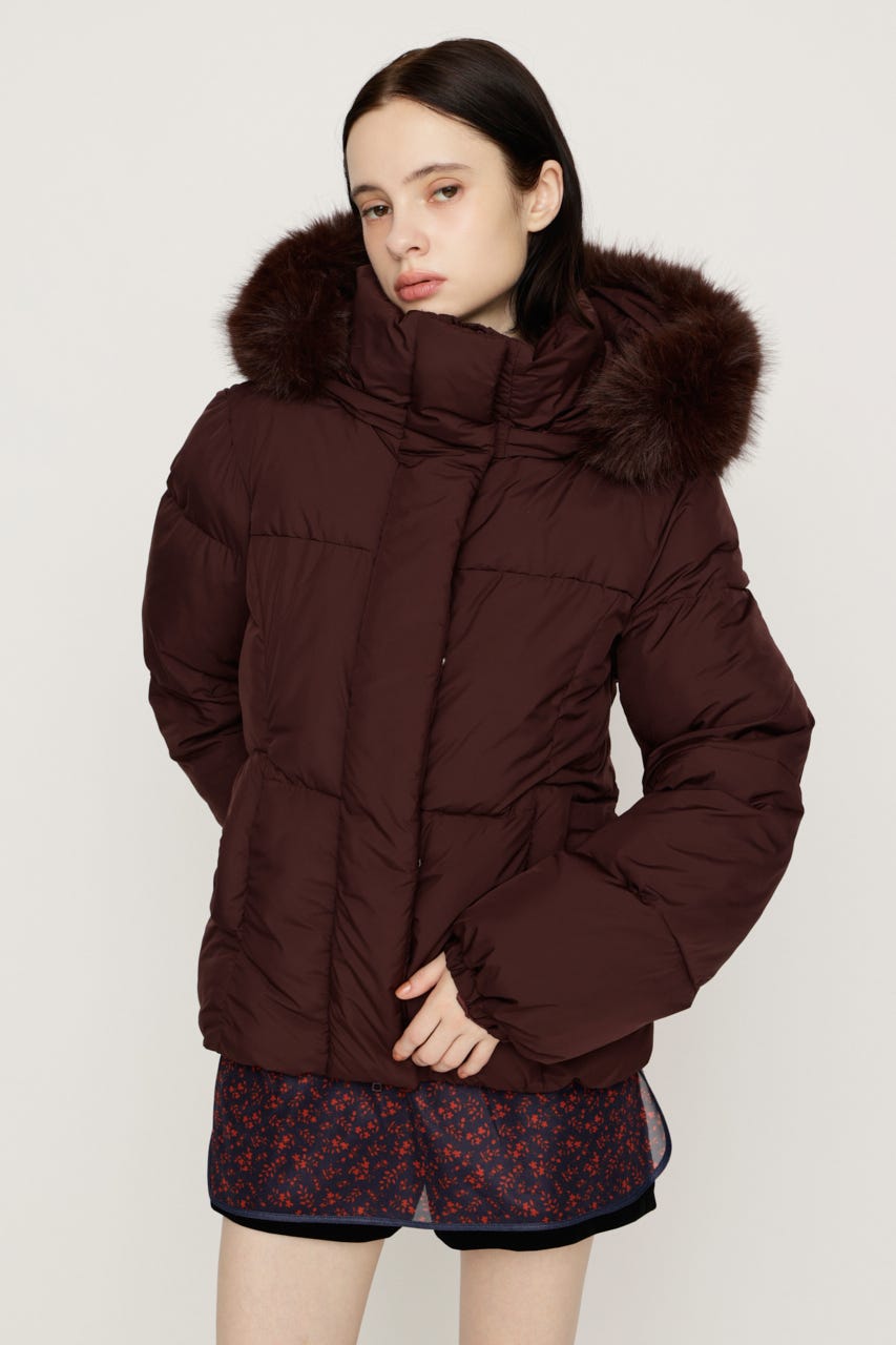 【AW PRE ORDER 第2弾】FUR HOODIE PUFFER SHAPED ジャケット BRN FREE