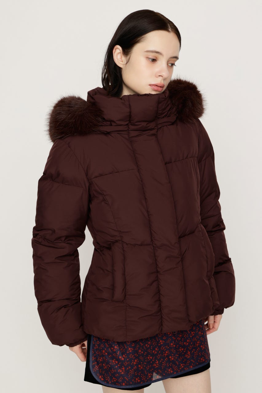 【AW PRE ORDER 第2弾】FUR HOODIE PUFFER SHAPED ジャケット BRN FREE