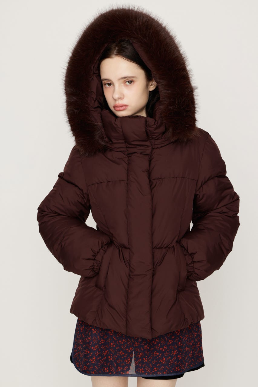【AW PRE ORDER 第2弾】FUR HOODIE PUFFER SHAPED ジャケット BRN FREE