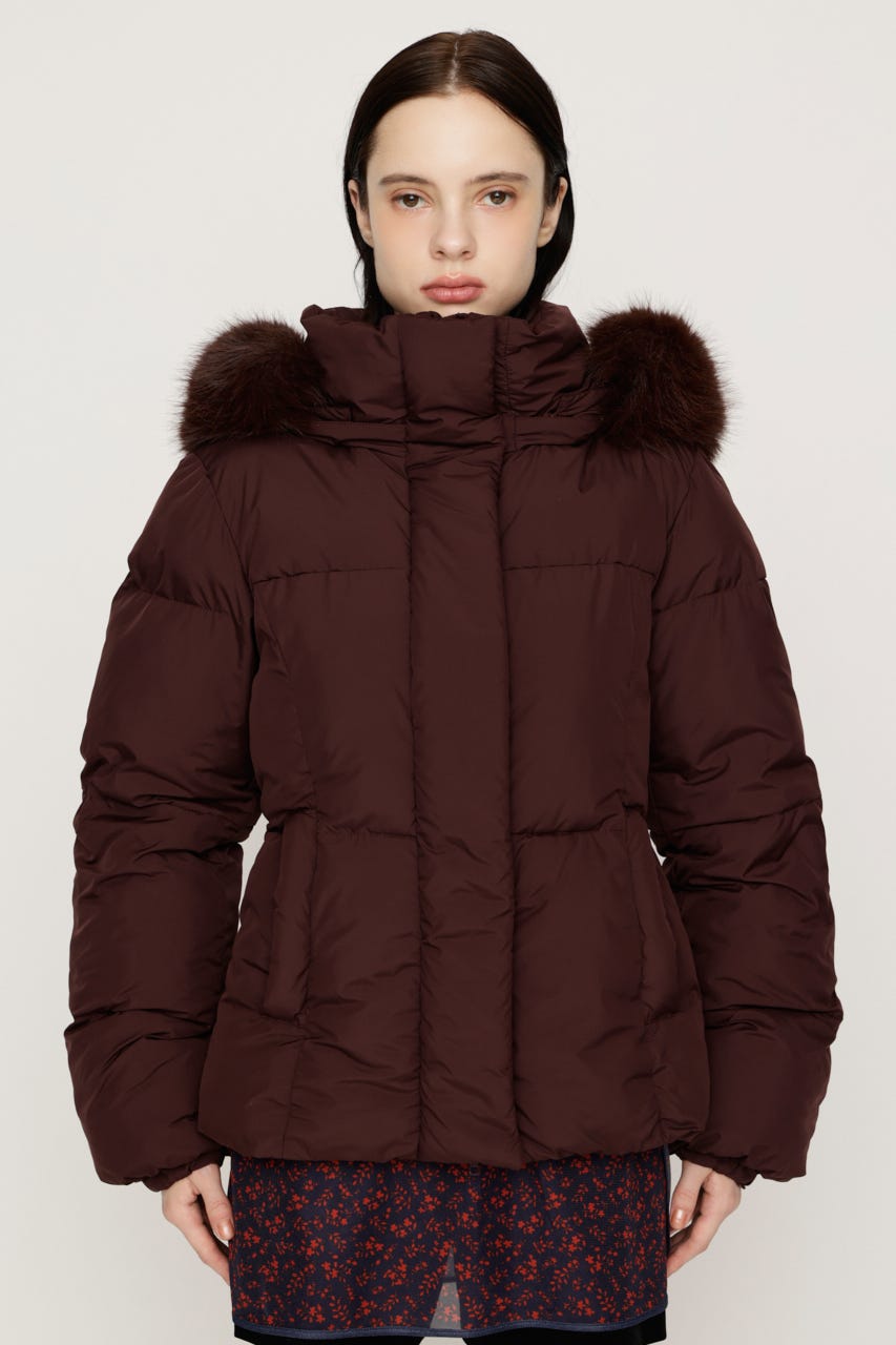 【AW PRE ORDER 第2弾】FUR HOODIE PUFFER SHAPED ジャケット BRN FREE