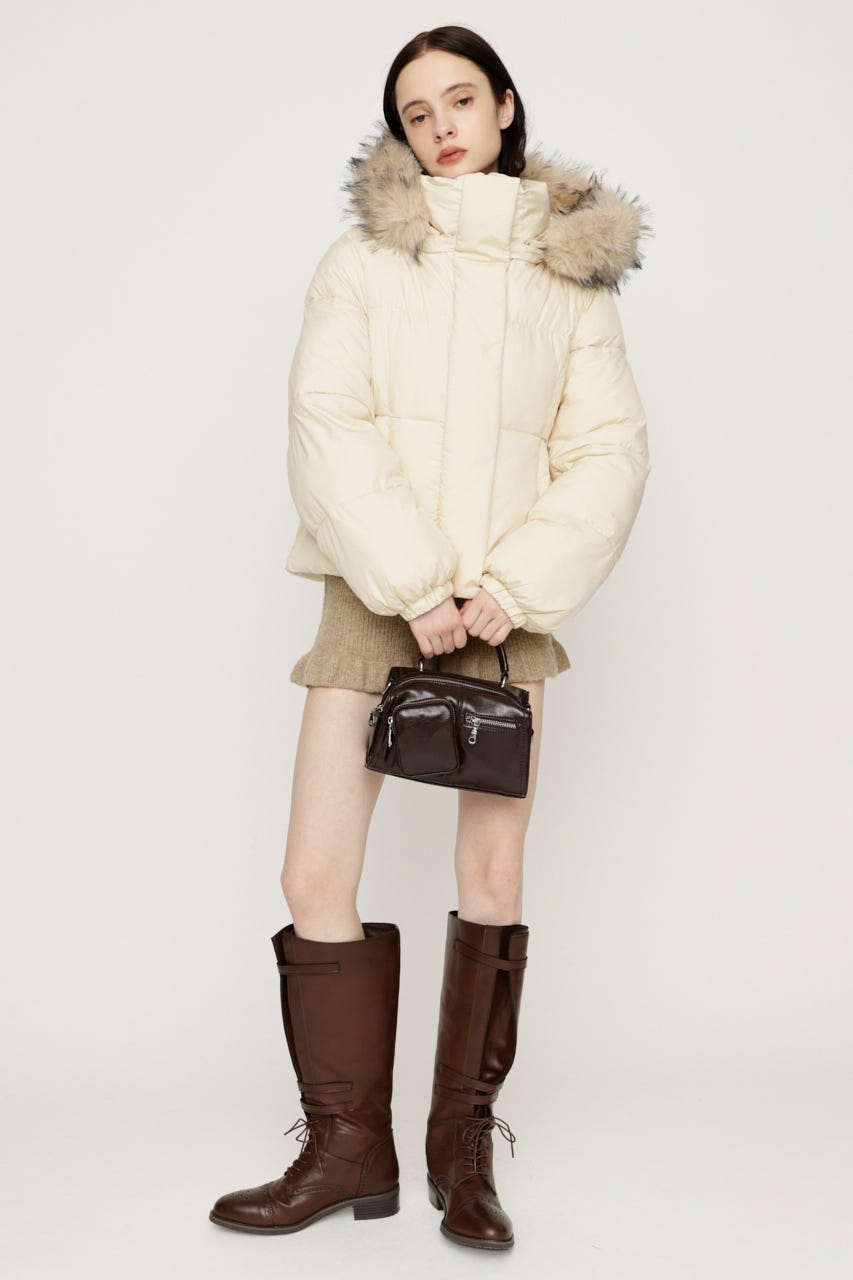 【AW PRE ORDER 第2弾】FUR HOODIE PUFFER SHAPED ジャケット IVOY FREE