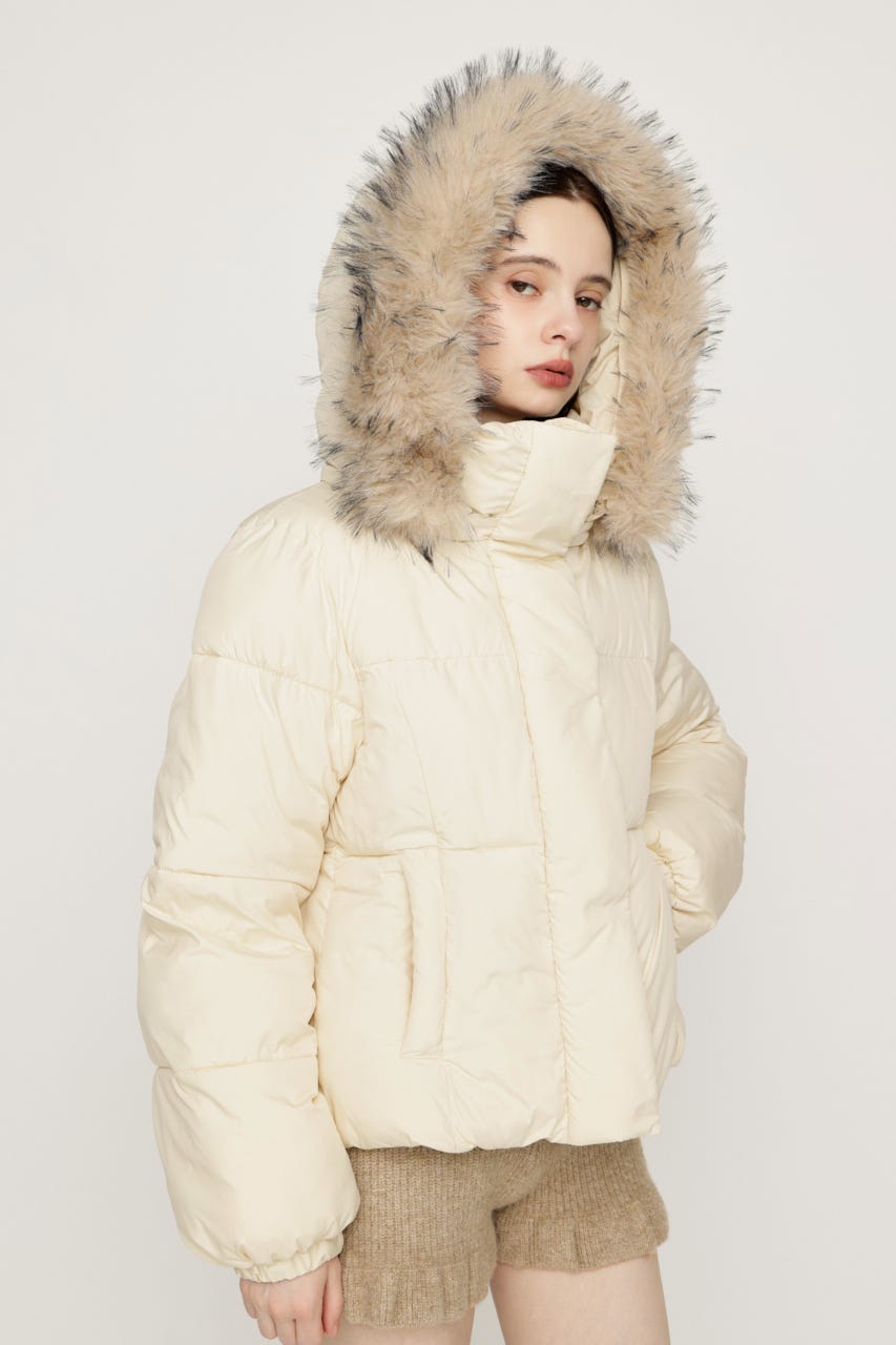 【AW PRE ORDER 第2弾】FUR HOODIE PUFFER SHAPED ジャケット IVOY FREE