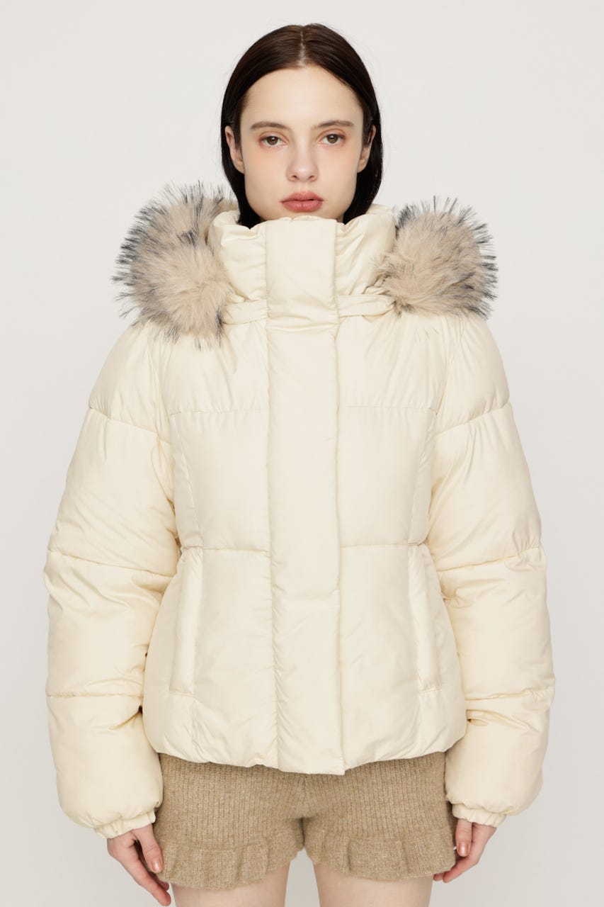 【AW PRE ORDER 第2弾】FUR HOODIE PUFFER SHAPED ジャケット IVOY FREE