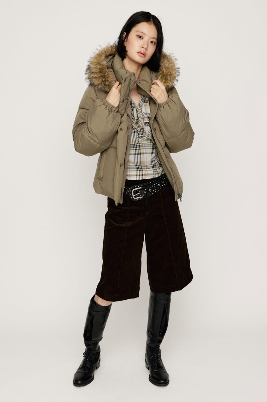 【AW PRE ORDER 第2弾】FUR HOODIE PUFFER SHAPED ジャケット KHA FREE