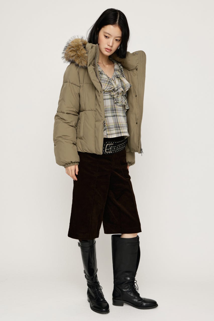 【AW PRE ORDER 第2弾】FUR HOODIE PUFFER SHAPED ジャケット KHA FREE