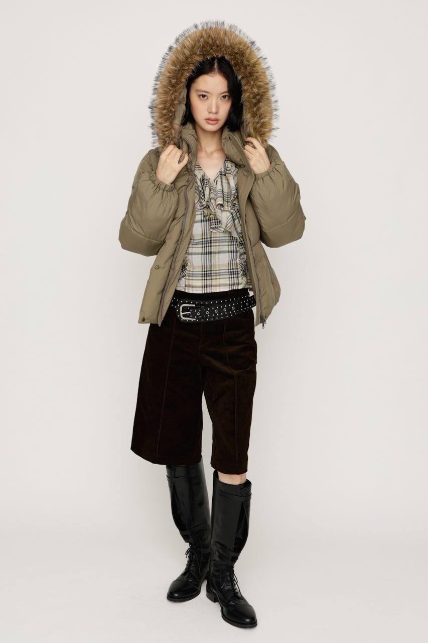 【AW PRE ORDER 第2弾】FUR HOODIE PUFFER SHAPED ジャケット KHA FREE