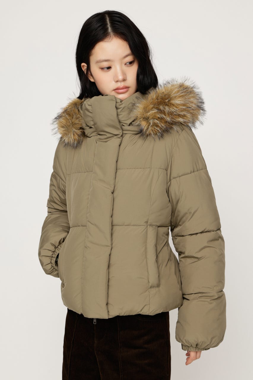 【AW PRE ORDER 第2弾】FUR HOODIE PUFFER SHAPED ジャケット KHA FREE