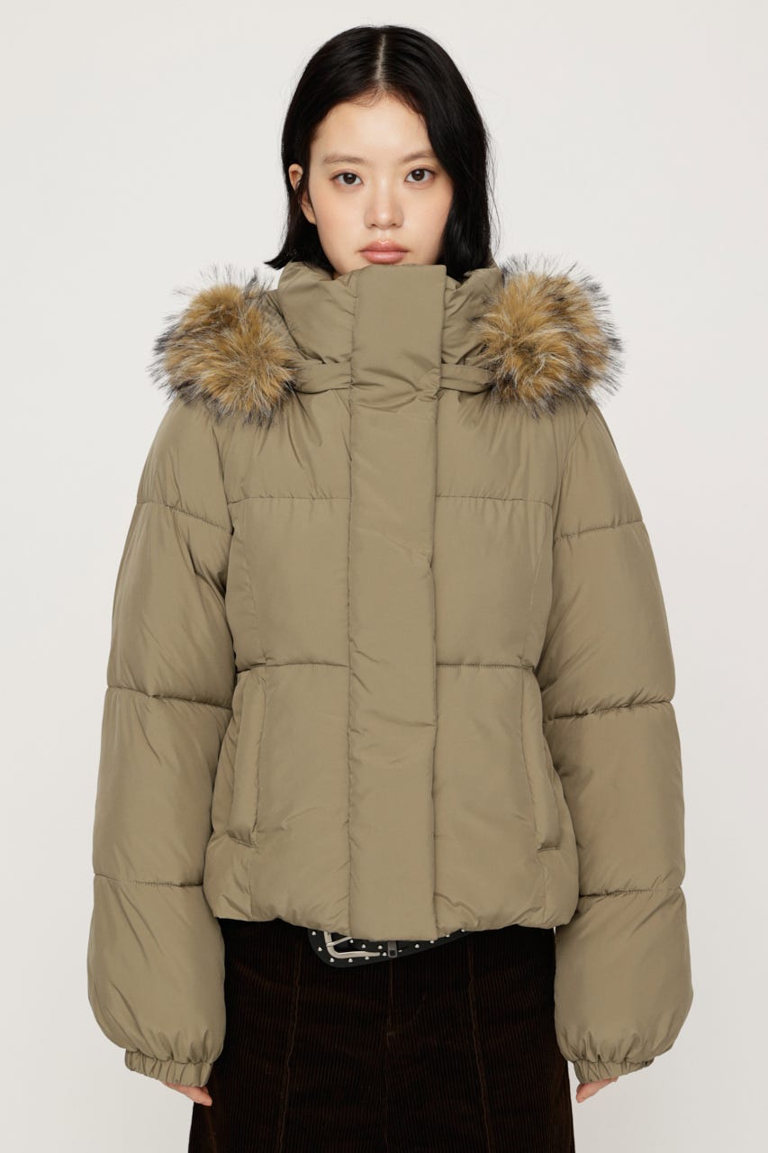 【AW PRE ORDER 第2弾】FUR HOODIE PUFFER SHAPED ジャケット KHA FREE