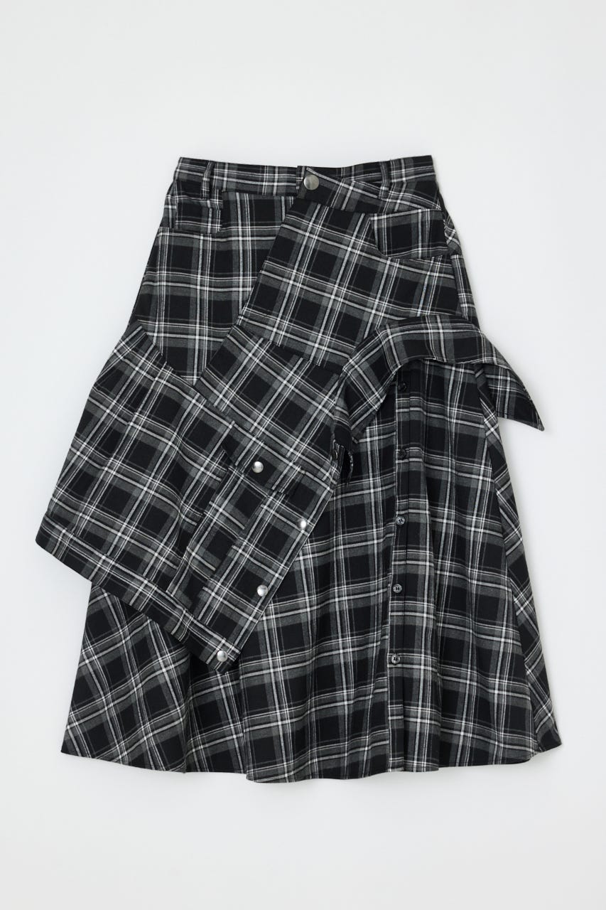 PLAID FLARE DESIGN スカート M/BLK 2