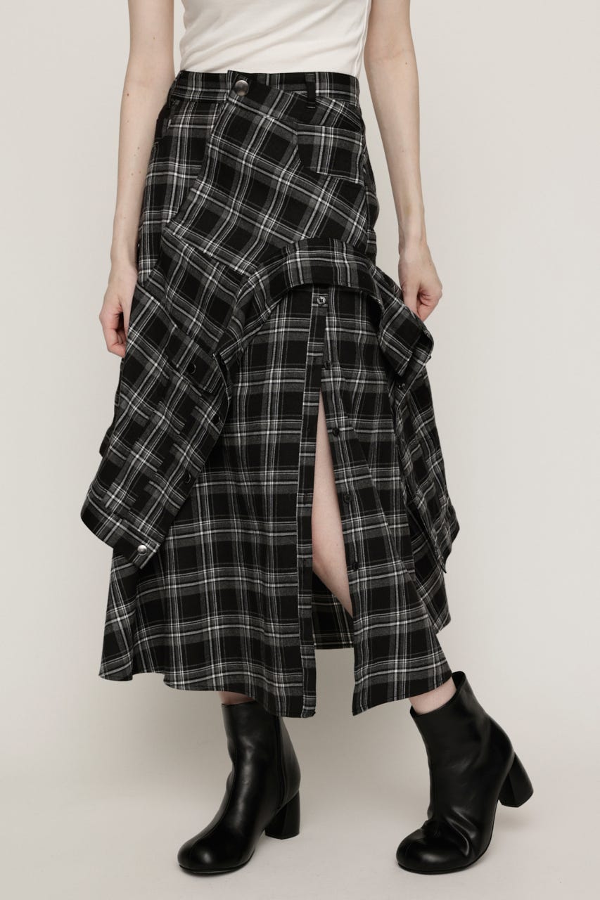 PLAID FLARE DESIGN スカート M/BLK 2