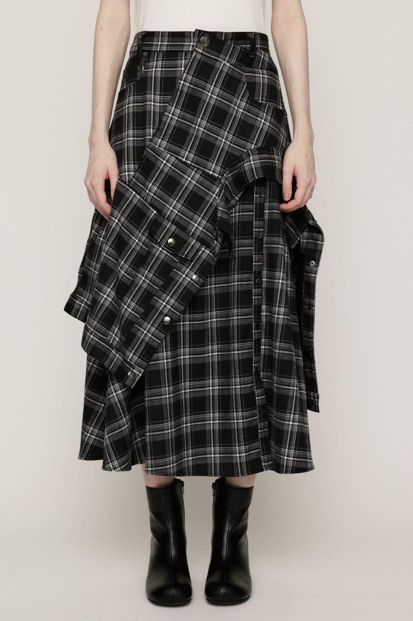 PLAID FLARE DESIGN スカート M/BLK 2