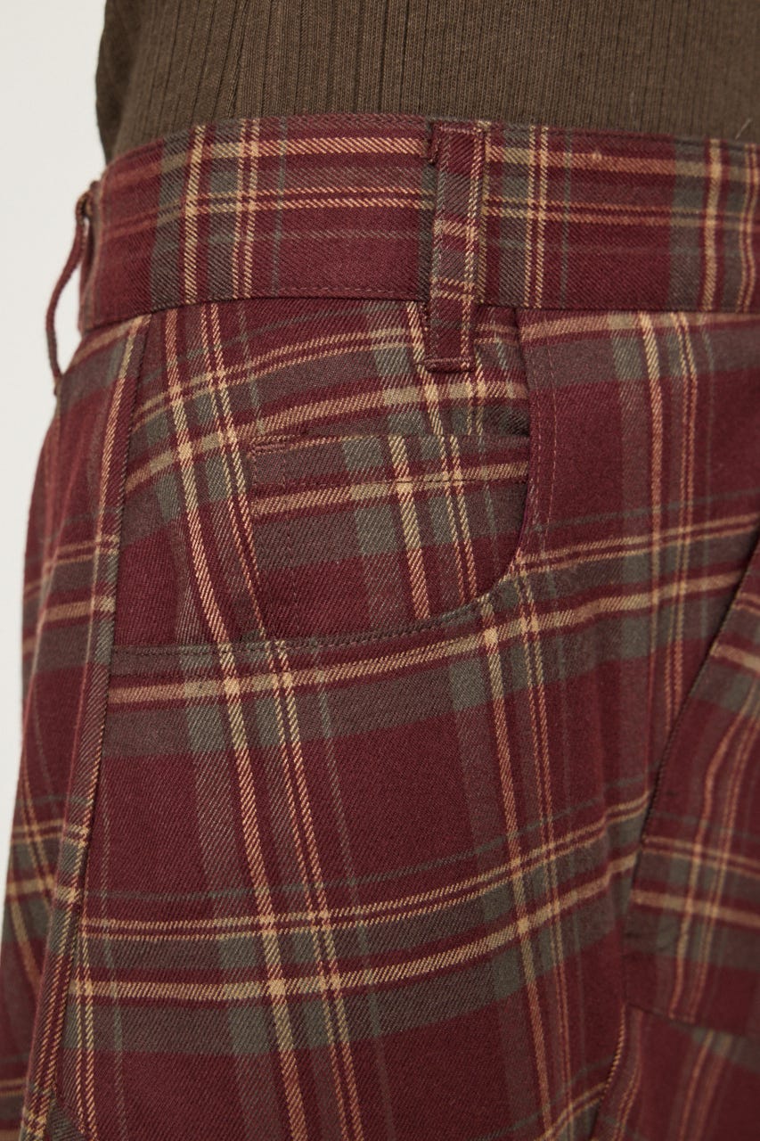 PLAID FLARE DESIGN スカート M/RED 1