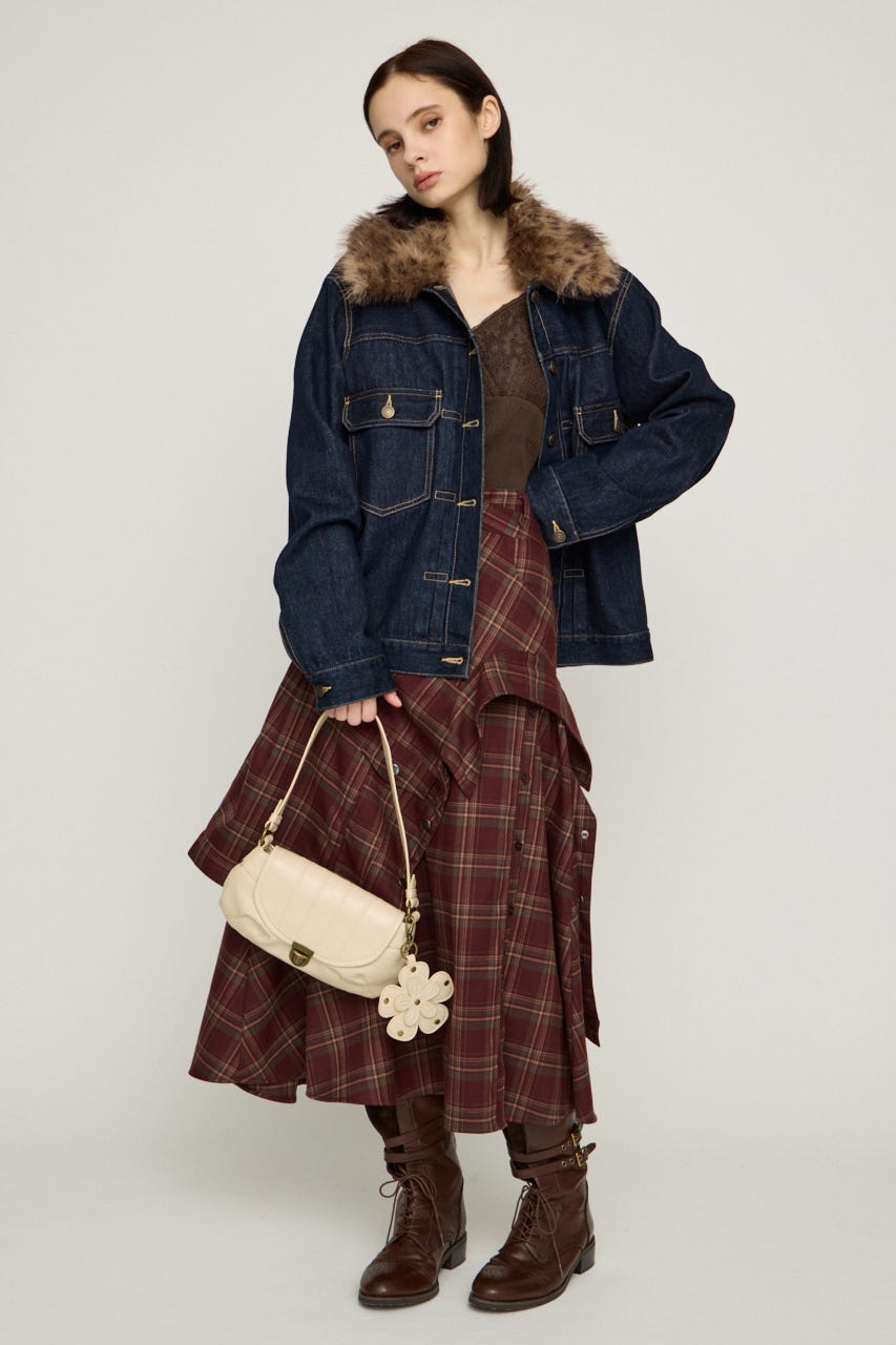 PLAID FLARE DESIGN スカート M/RED 1