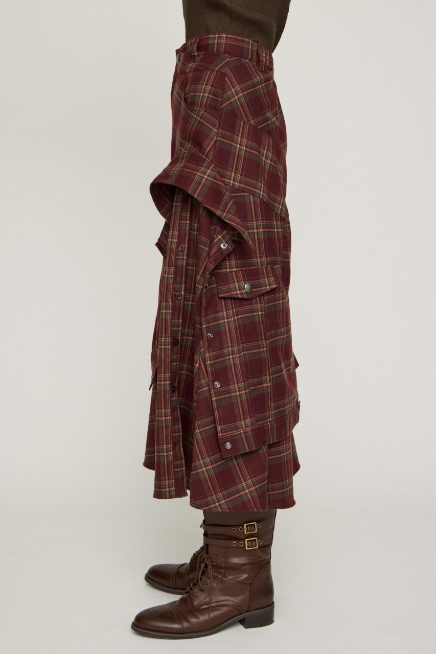 PLAID FLARE DESIGN スカート M/RED 1