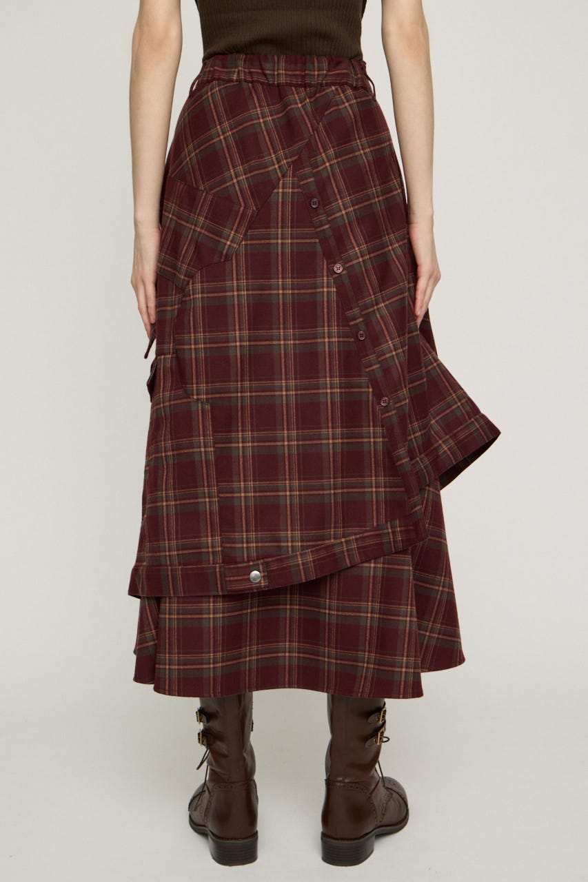 PLAID FLARE DESIGN スカート M/RED 1