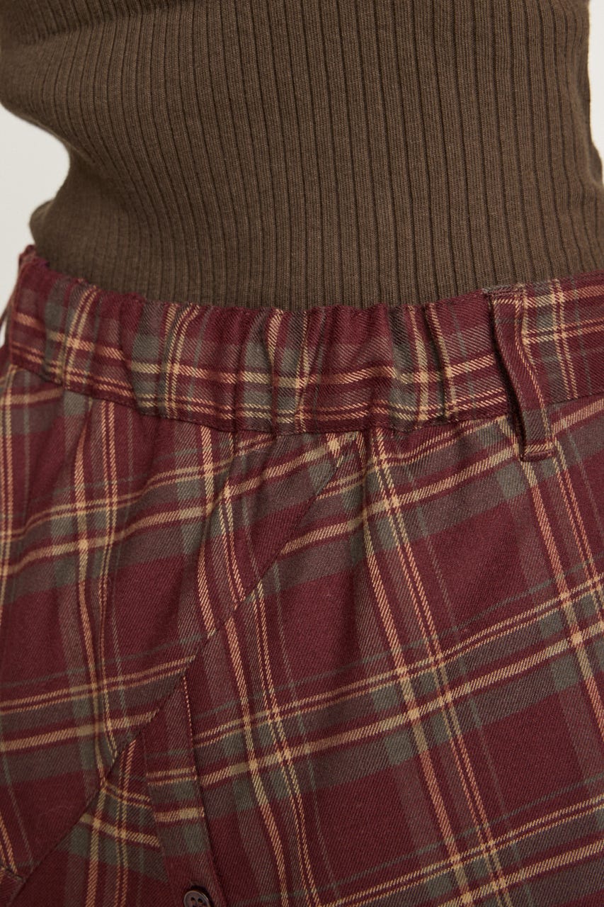 PLAID FLARE DESIGN スカート M/RED 1
