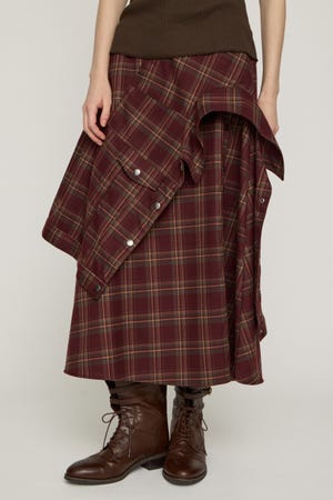 PLAID FLARE DESIGN スカート