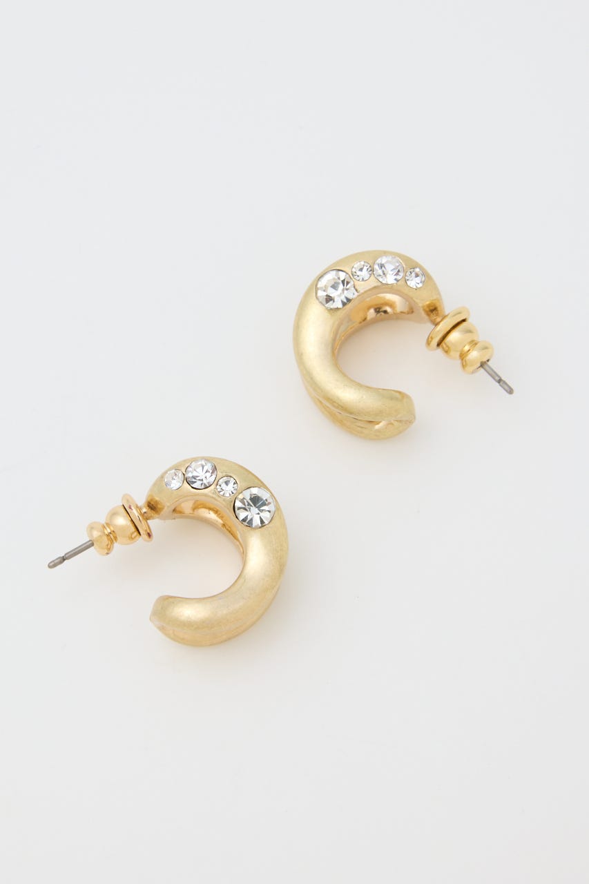STONE HOOP ピアス GLD FREE