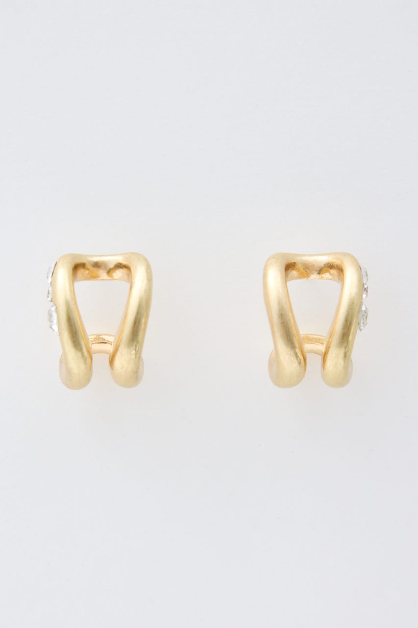 STONE HOOP ピアス GLD FREE