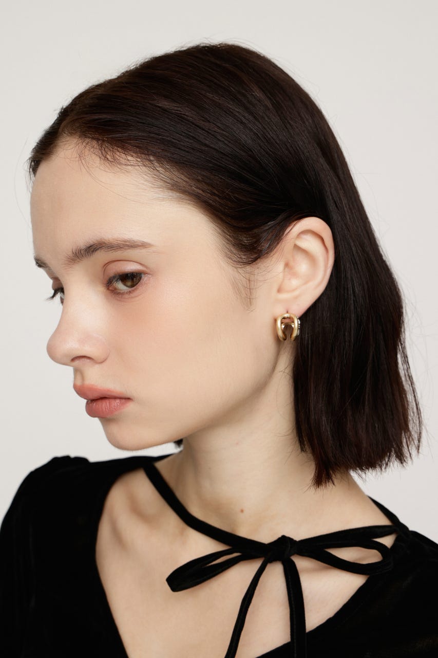STONE HOOP ピアス GLD FREE