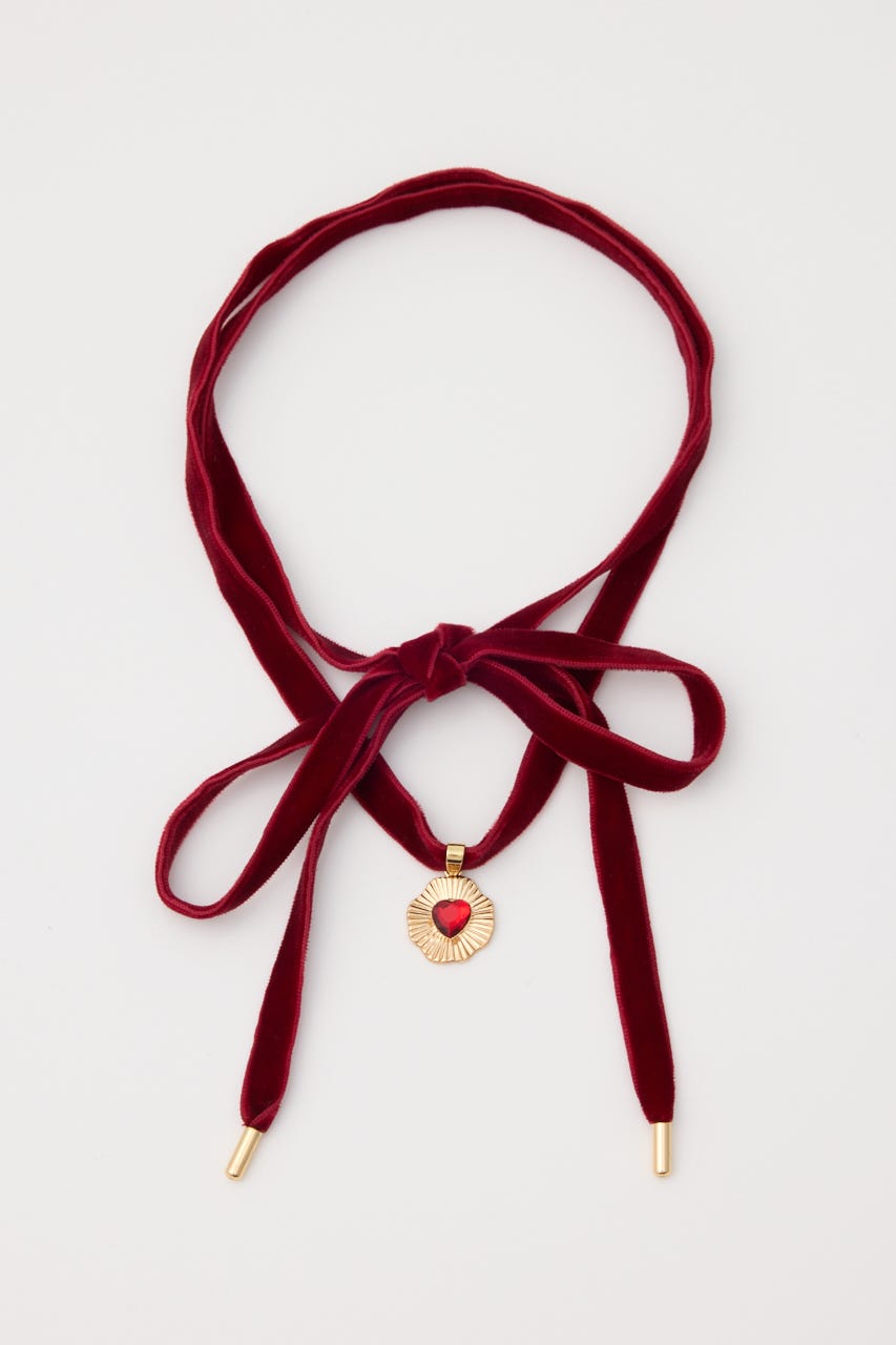 VELVET RIBBON JEWEL チョーカー D/RED FREE