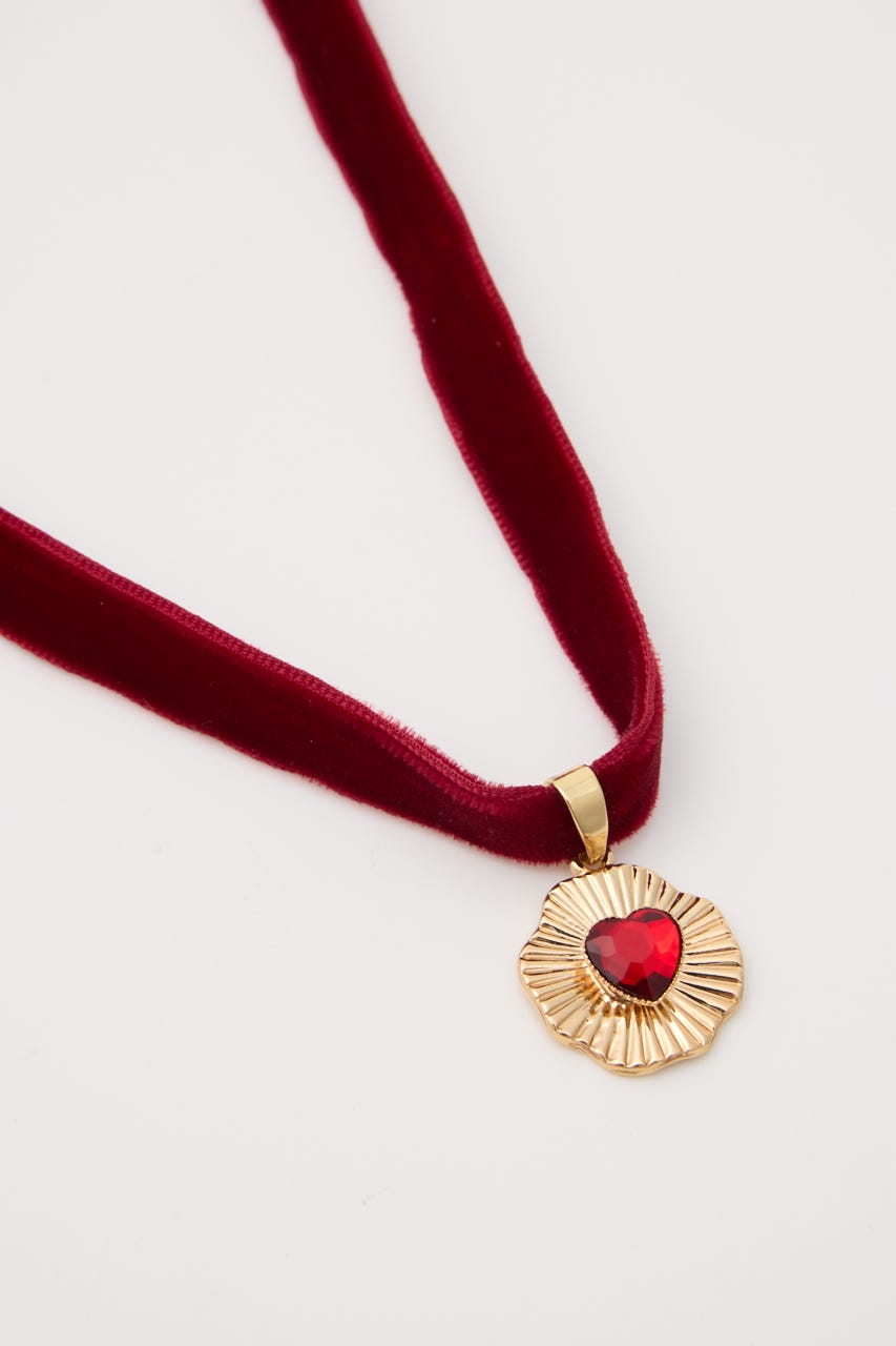 VELVET RIBBON JEWEL チョーカー D/RED FREE
