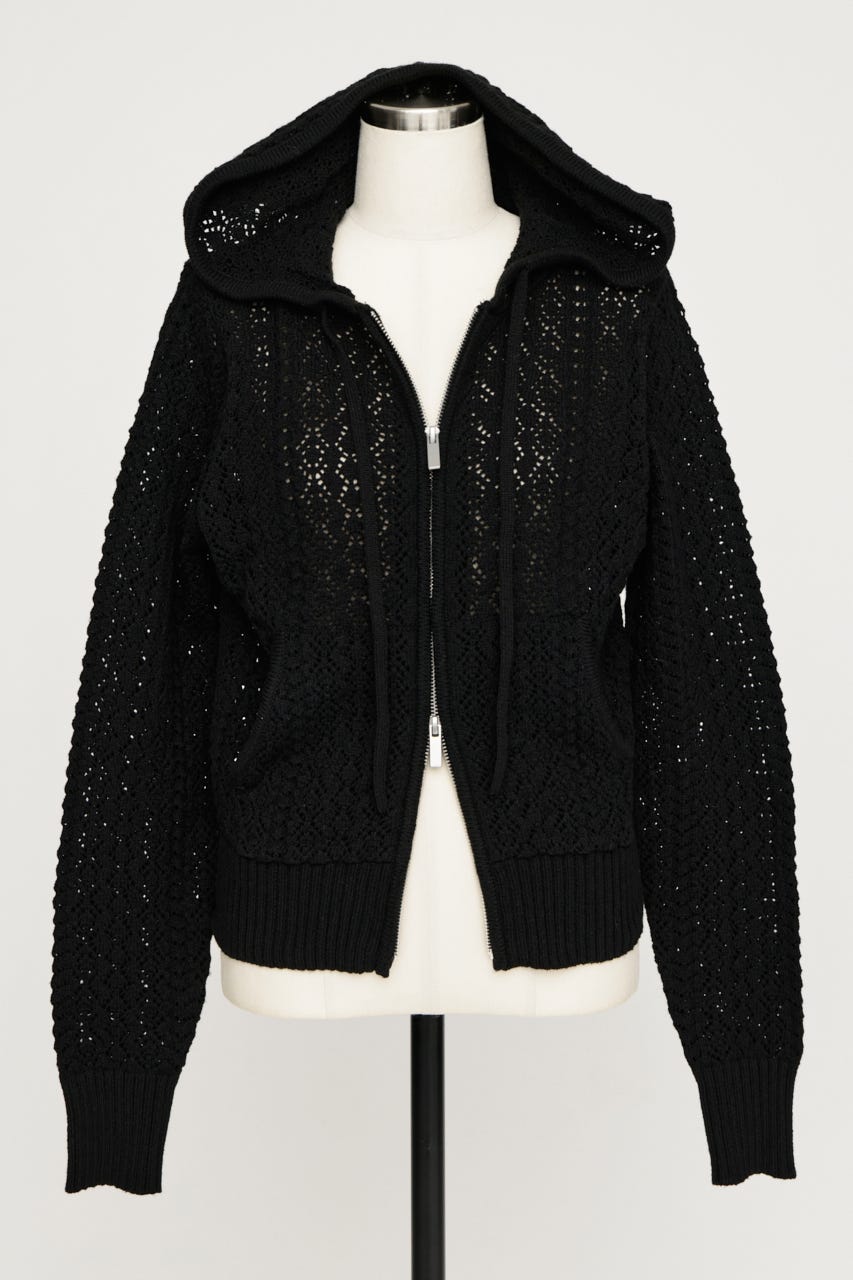 OPEN WORK ZIP HOODIE BLK FREE