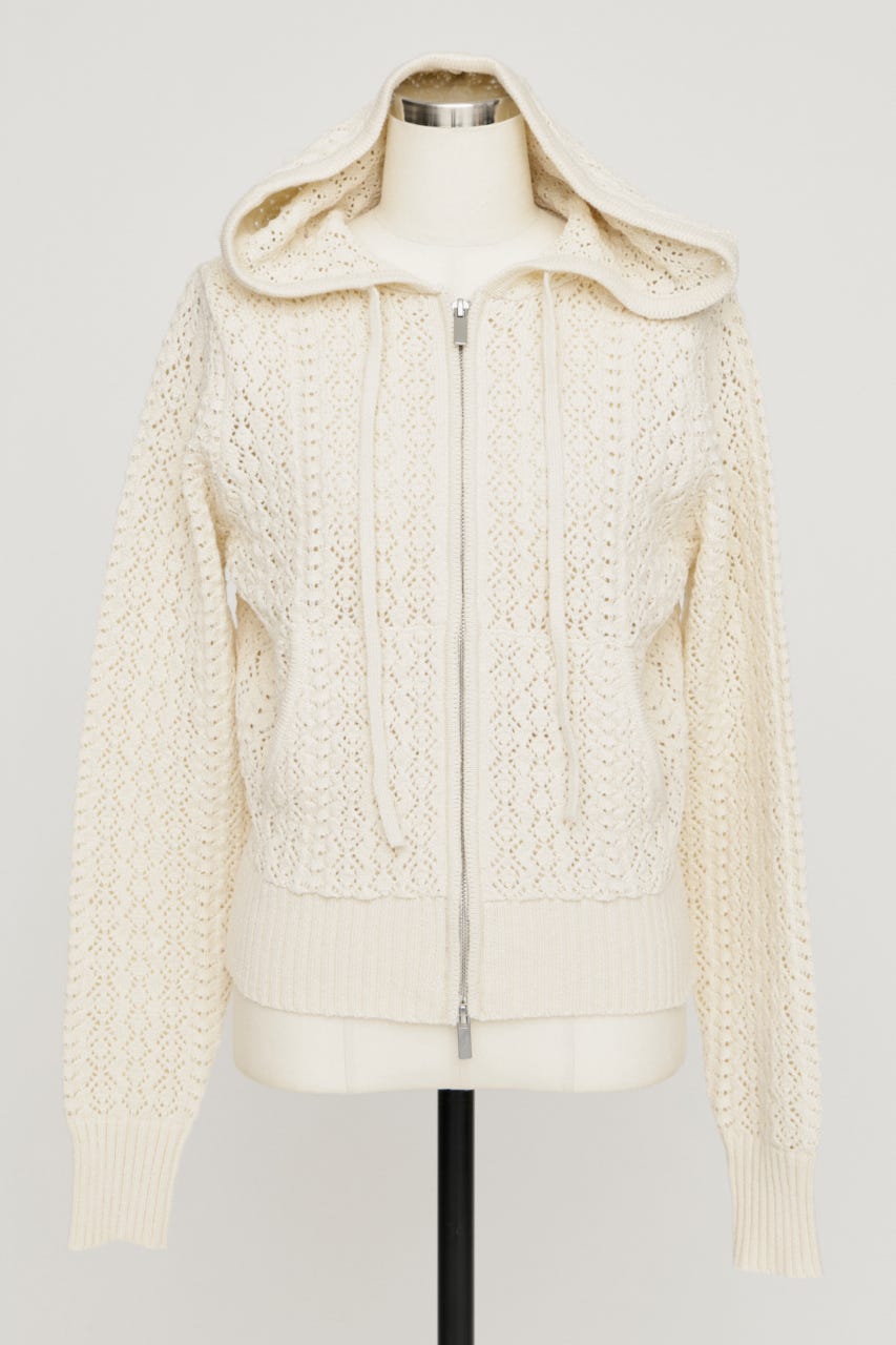 OPEN WORK ZIP HOODIE IVOY FREE