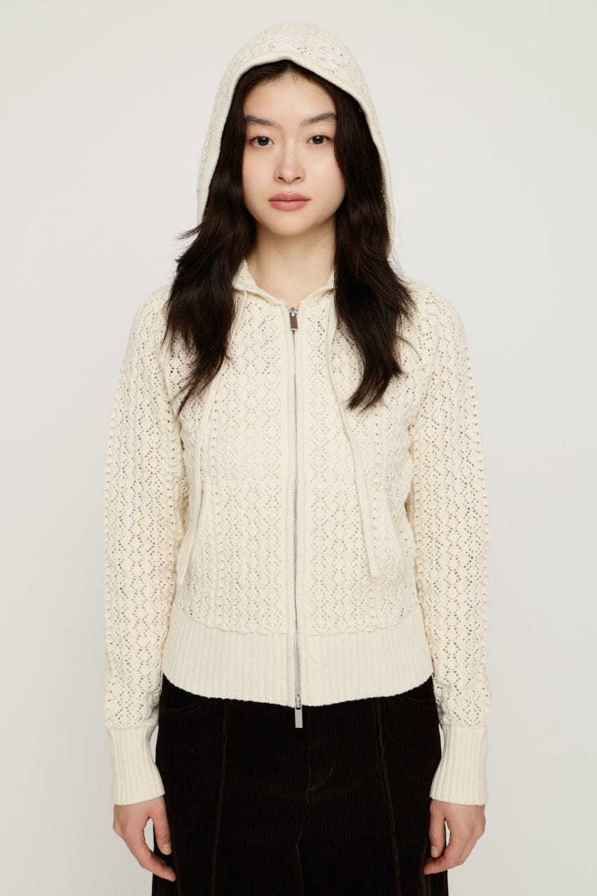 OPEN WORK ZIP HOODIE IVOY FREE