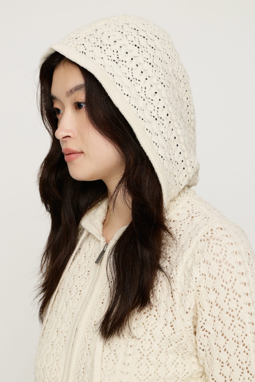 OPEN WORK ZIP HOODIE IVOY FREE
