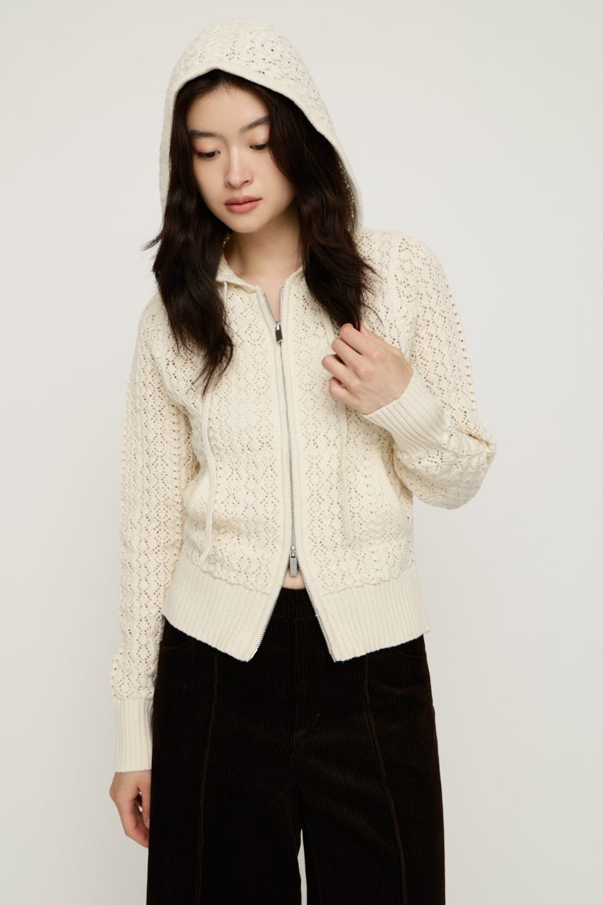 OPEN WORK ZIP HOODIE IVOY FREE