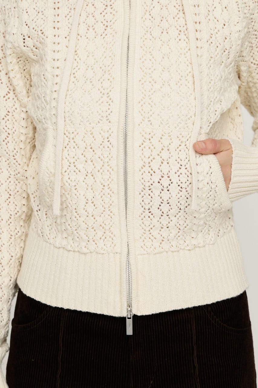 OPEN WORK ZIP HOODIE IVOY FREE