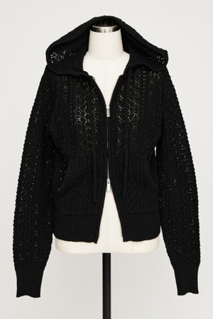 OPEN WORK ZIP HOODIE