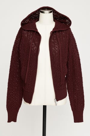 OPEN WORK ZIP HOODIE