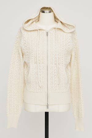 OPEN WORK ZIP HOODIE