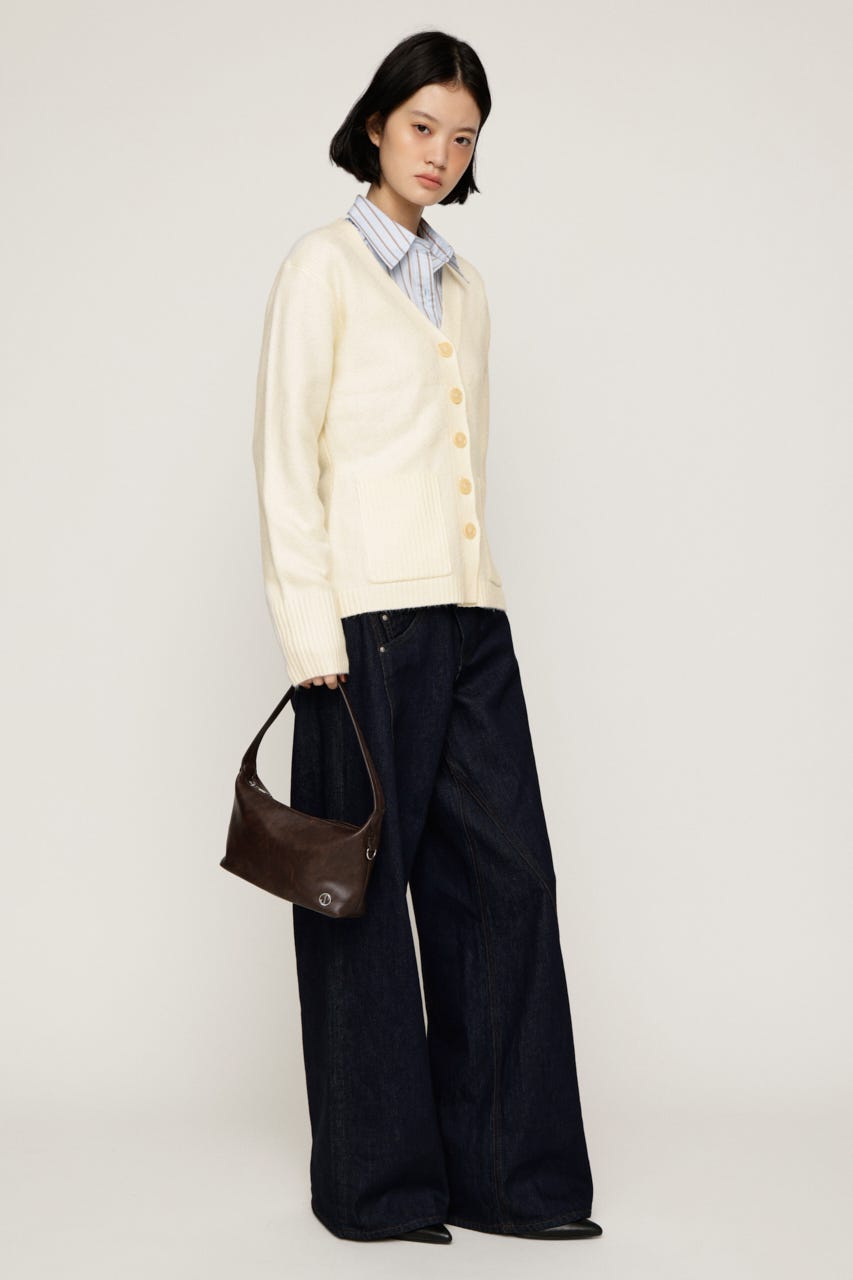 V NECK BUTTON カーディガン IVOY FREE