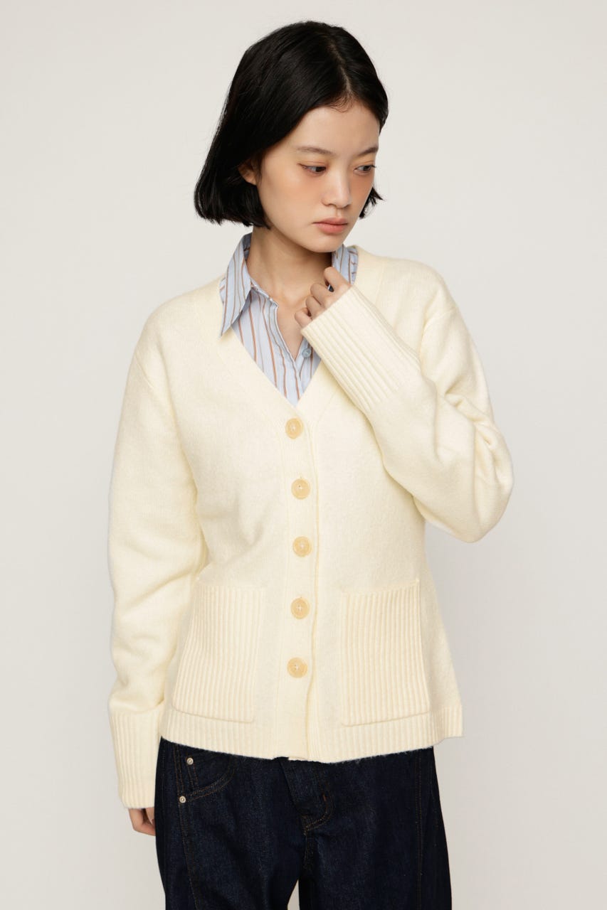 V NECK BUTTON カーディガン IVOY FREE