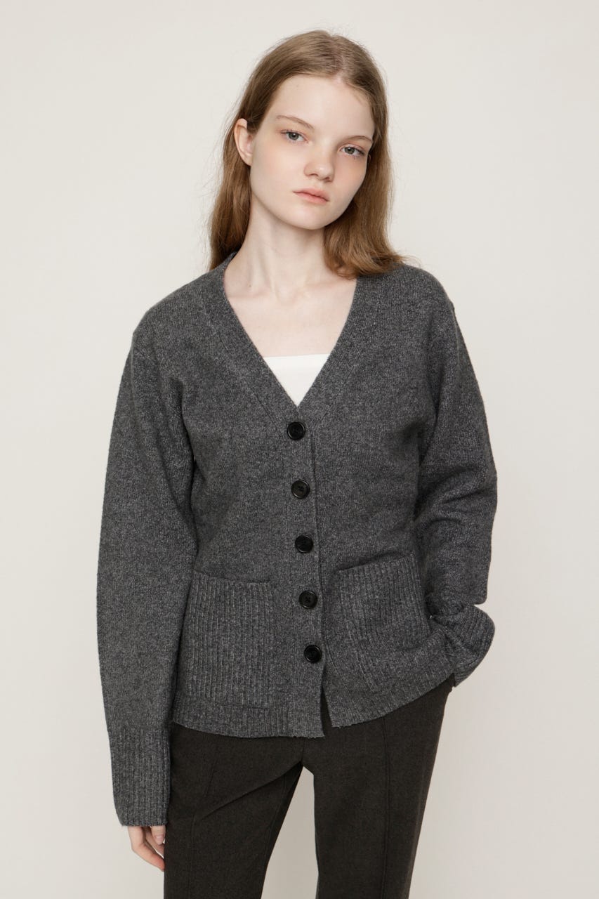 V NECK BUTTON カーディガン T.GRY FREE