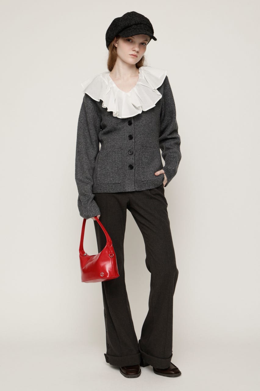 V NECK BUTTON カーディガン T.GRY FREE