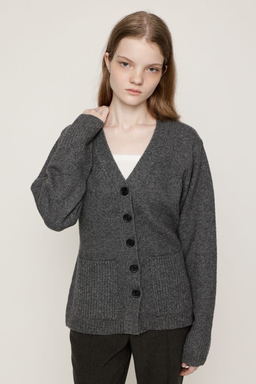 V NECK BUTTON カーディガン T.GRY FREE