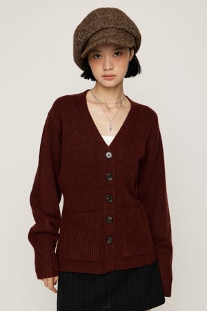 V NECK BUTTON カーディガン