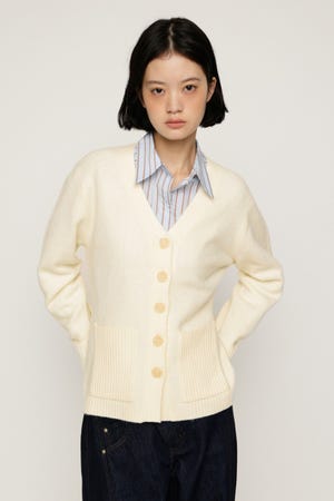 V NECK BUTTON カーディガン