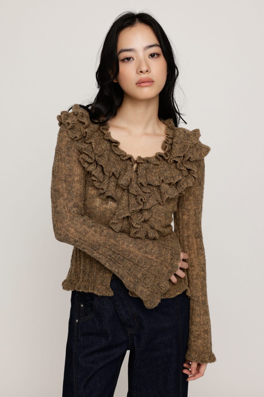BOUCLE FRILLED トップス BEG FREE