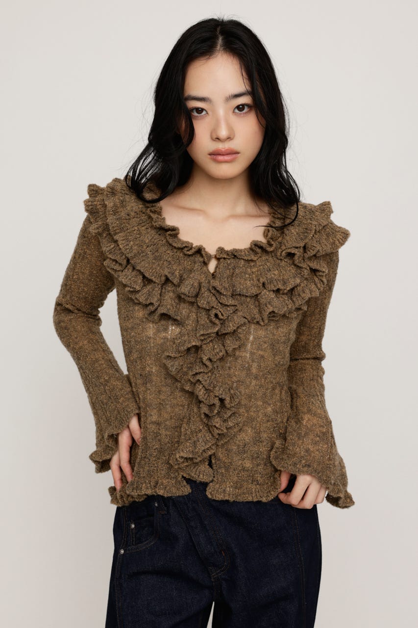 BOUCLE FRILLED トップス BEG FREE