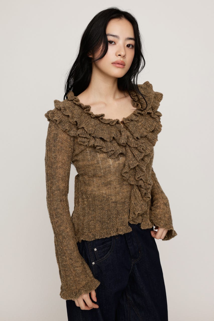 BOUCLE FRILLED トップス BEG FREE